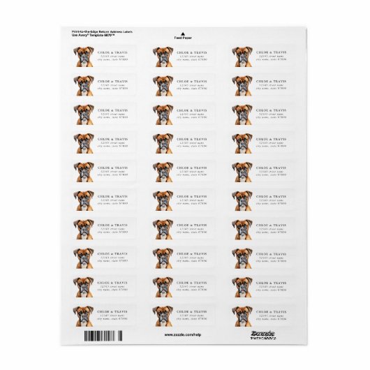 Boxer Dog Return Address Labels (Full Sheet)