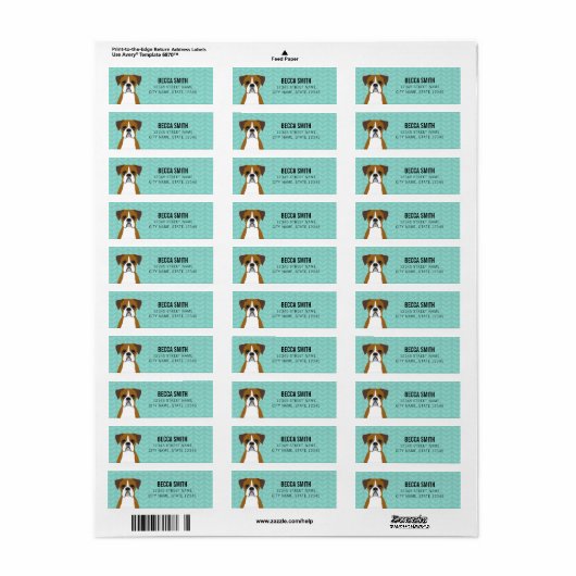 Boxer Dog Return Address Labels (Full Sheet)