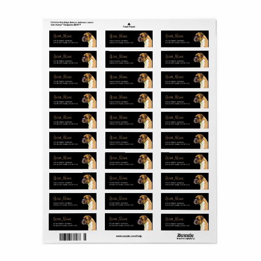 Boxer Dog Return Label (Full Sheet)