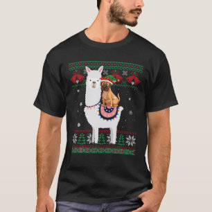 Boxer Dog Riding Llama Funny Ugly Kerstmis T-shirt