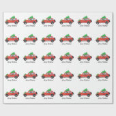 Boxer Dog Rijden met een auto - kerstboom bovenaan Cadeaupapier (Vlak)