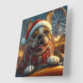 Boxer Dog Roller Coaster Kerstmis Vierkante Klok (Hoek)