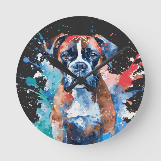 Boxer Dog Ronde Klok (Voorkant)