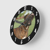 Boxer dog round large clock ronde klok (Hoek)