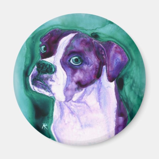 Boxer Dog Round Magnet - "Not Me" (Voorkant)