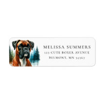 Boxer Dog Rustieke Bomen Retouradres Label