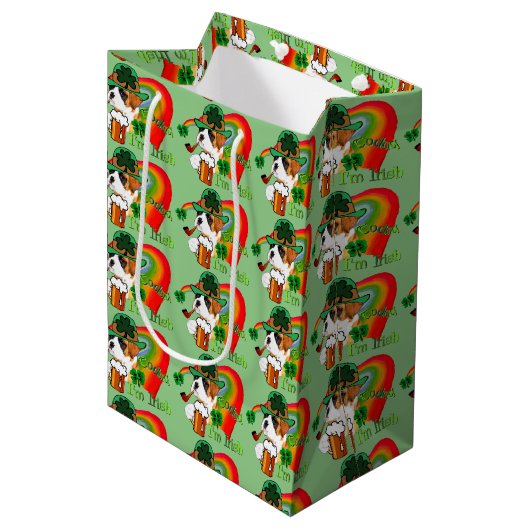 Boxer Dog Saint Patricks Day Medium Cadeauzakje (Voorkant Gekanteld)