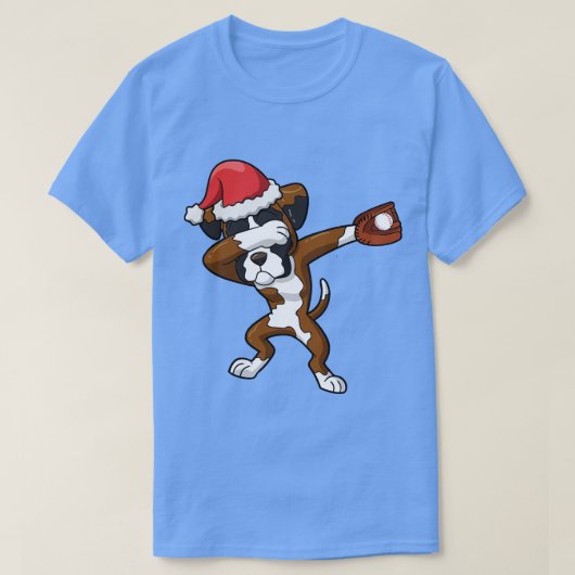 Boxer Dog Santa Claus Baseball T-shirt (Design voorkant)