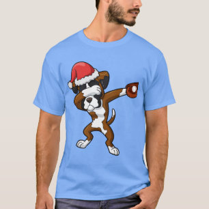 Boxer Dog Santa Claus Baseball T-shirt