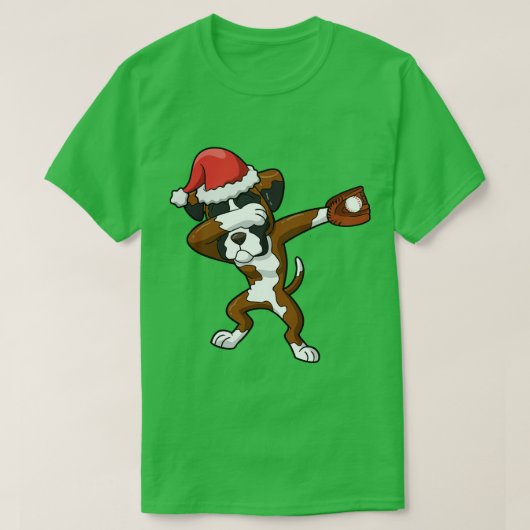 Boxer Dog Santa Claus Baseball T-shirt (Design voorkant)
