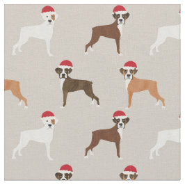 Boxer dog santa paws kersttan stof