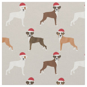 Boxer dog santa paws kersttan stof