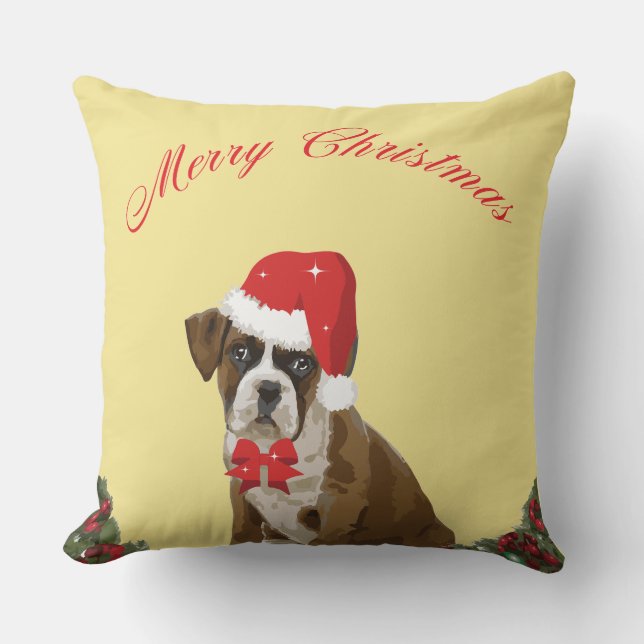 Boxer Dog-Sierkussen voor kerstmis Kussen (Voorkant)