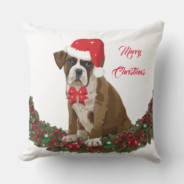 Boxer Dog-Sierkussen voor kerstmis Kussen (Voorkant)