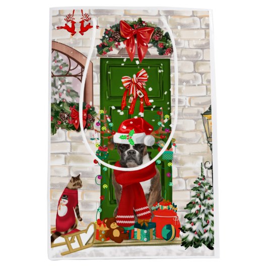 Boxer Dog-Sierkussen voor kerstmis Medium Cadeauzakje (Voorkant)