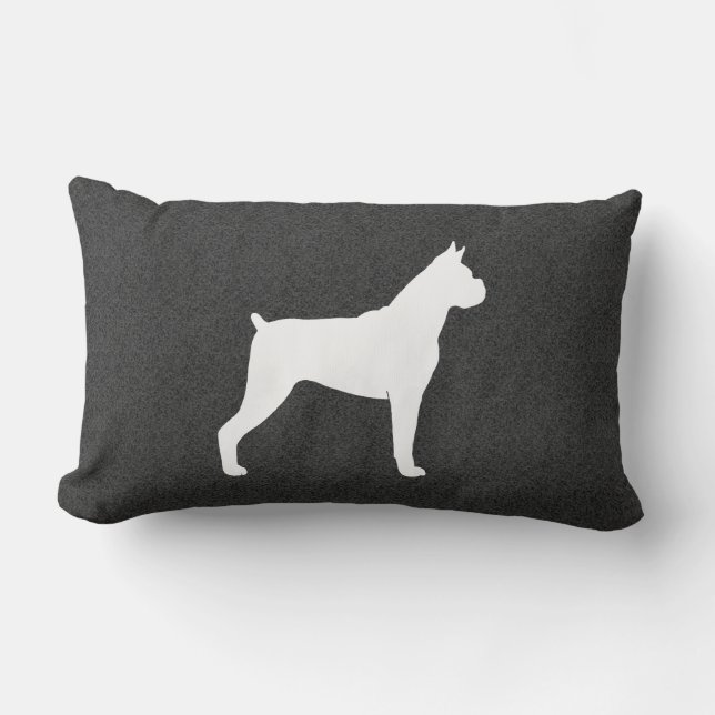 Boxer Dog Silhouette (gewas oorten) Kussen (Voorkant)