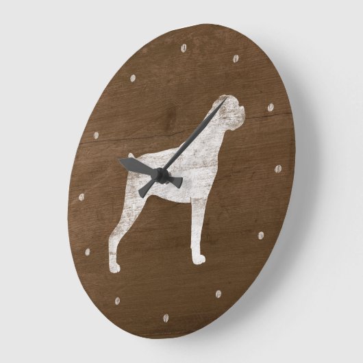 Boxer Dog Silhouette Grote Klok (Hoek)