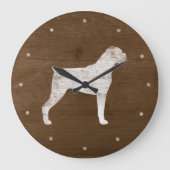 Boxer Dog Silhouette Grote Klok (Voorkant)