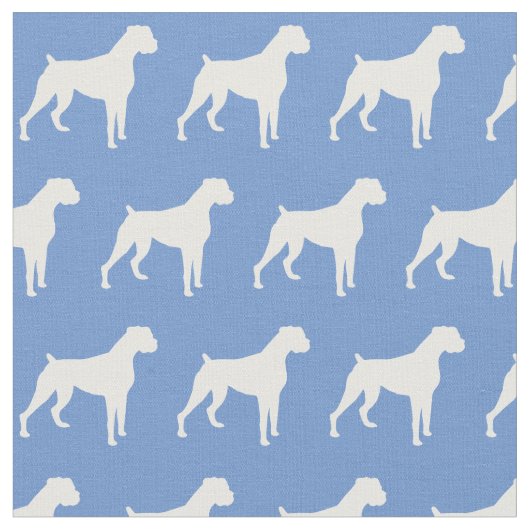 Boxer Dog Silhouette Light Blue Stof (Close Up)