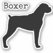 Boxer Dog Silhouette met Natural Floppy Ears Sticker (Voorkant)