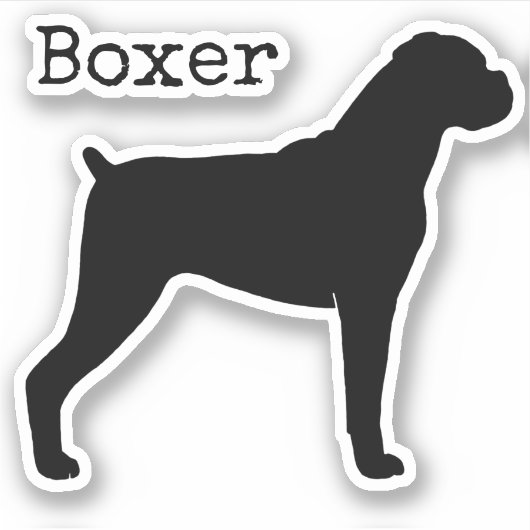 Boxer Dog Silhouette met Natural Floppy Ears Sticker (Voorkant)