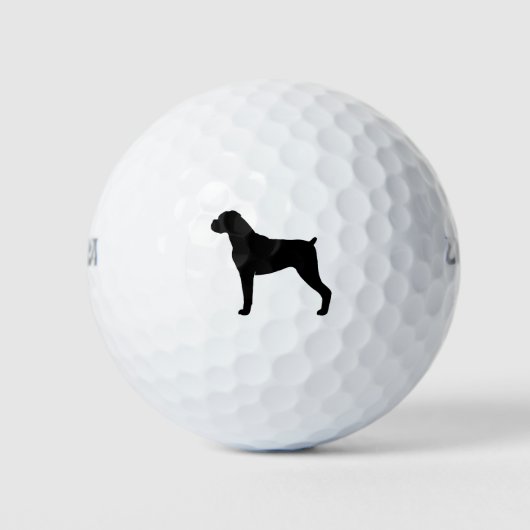 Boxer Dog Silhouette - Natuurlijke oren Golfballen (Voorkant)