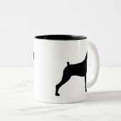 Boxer Dog Silhouette Tweekleurige Koffiemok (Voorkant rechts)