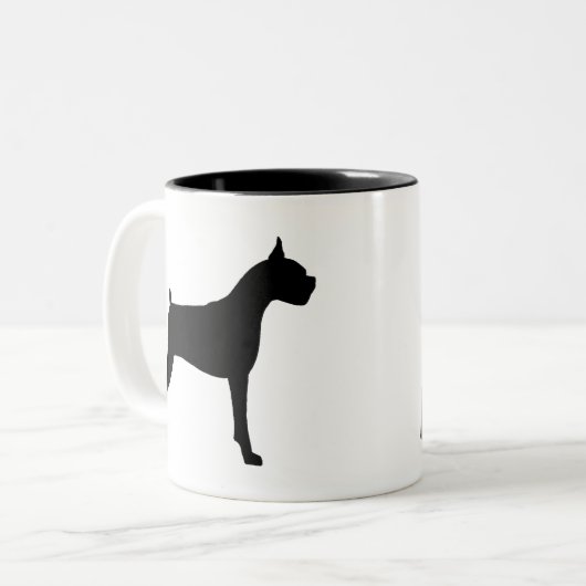 Boxer Dog Silhouette Tweekleurige Koffiemok (Voorkant links)