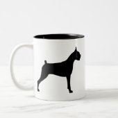 Boxer Dog Silhouette Tweekleurige Koffiemok (Links)