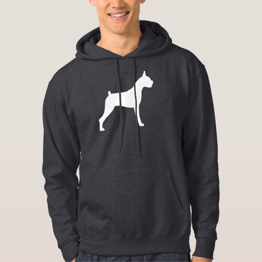 Boxer Dog Silhouette (wit) Hoodie (Voorkant)