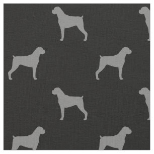 Boxer Dog Silhouettes Black en Grey Patterned Stof