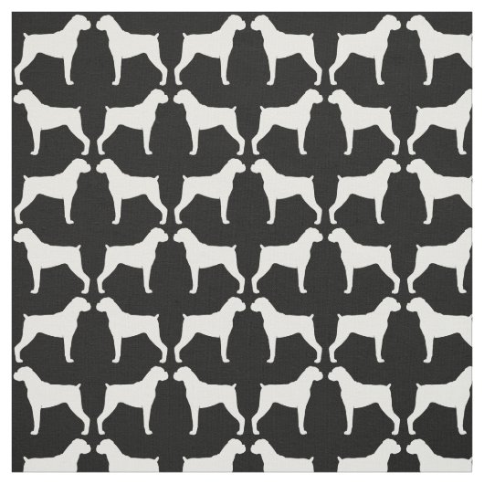 Boxer Dog Silhouettes Black en White Patterned Stof (Swatch)