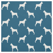 Boxer Dog Silhouettes Blue en White Patterned Stof (Swatch)