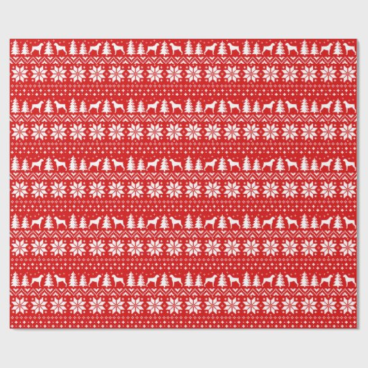 Boxer Dog Silhouettes kerstavond Cadeaupapier (Vlak)