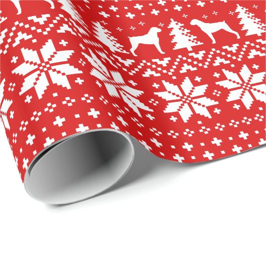 Boxer Dog Silhouettes kerstavond Cadeaupapier (Rol Hoek)