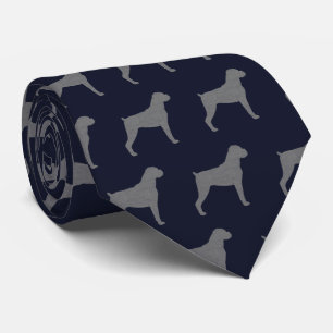 Boxer Dog Silhouettes Pattern Blue en Grey Stropdas