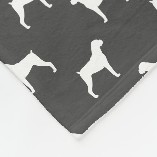 Boxer Dog Silhouettes Pattern Grey and White Fleece Deken (Hoek)