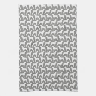 Boxer Dog Silhouettes Pattern Grey Theedoek