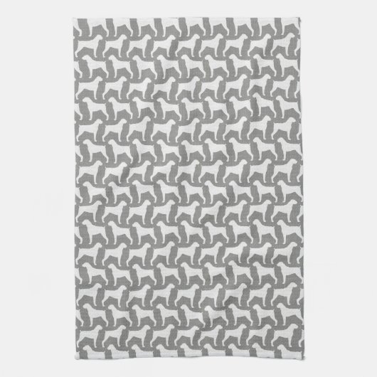 Boxer Dog Silhouettes Pattern Grey Theedoek (Verticaal)