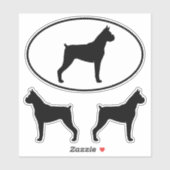 Boxer Dog Silhouettes Vinyl Sticker Set (Vel)
