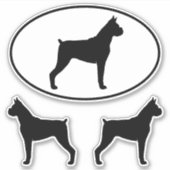 Boxer Dog Silhouettes Vinyl Sticker Set (Voorkant)