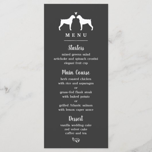 Boxer Dog Silhouettes Weddenrenmenu Menu (Voorkant)