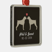 Boxer Dog Silhouettes Wedding Couple Love Custom Metalen Ornament (Rechts)