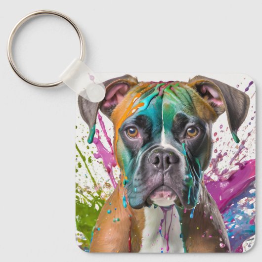 Boxer Dog Sleutelhanger (Voorkant)