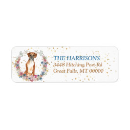 Boxer Dog Spring Flowers Wreater Etiket