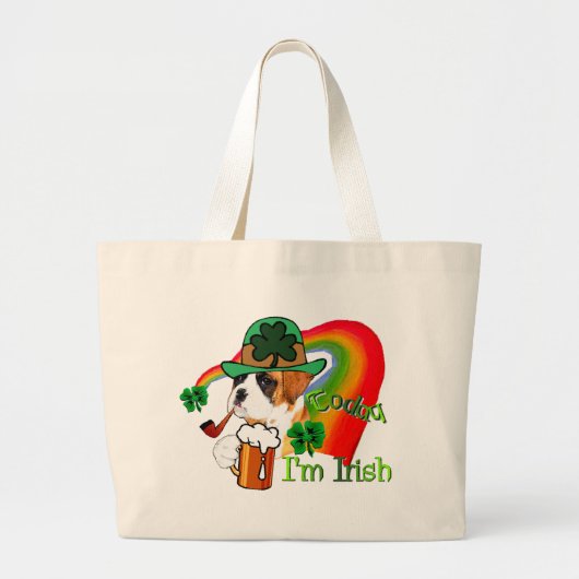 Boxer Dog St Patrick's Day Grote Tote Bag (Voorkant)