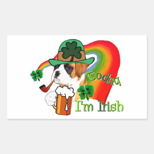 Boxer Dog St Patrick's Day Rechthoekige Sticker (Voorkant)