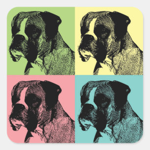 Boxer Dog Stamper Pop Art Vierkante Sticker