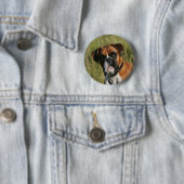 Boxer Dog Staring bij camera Ronde Button 5,7 Cm (In situ)