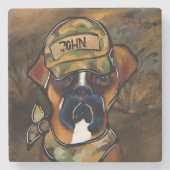 Boxer Dog Stenen Onderzetter (Voorkant)